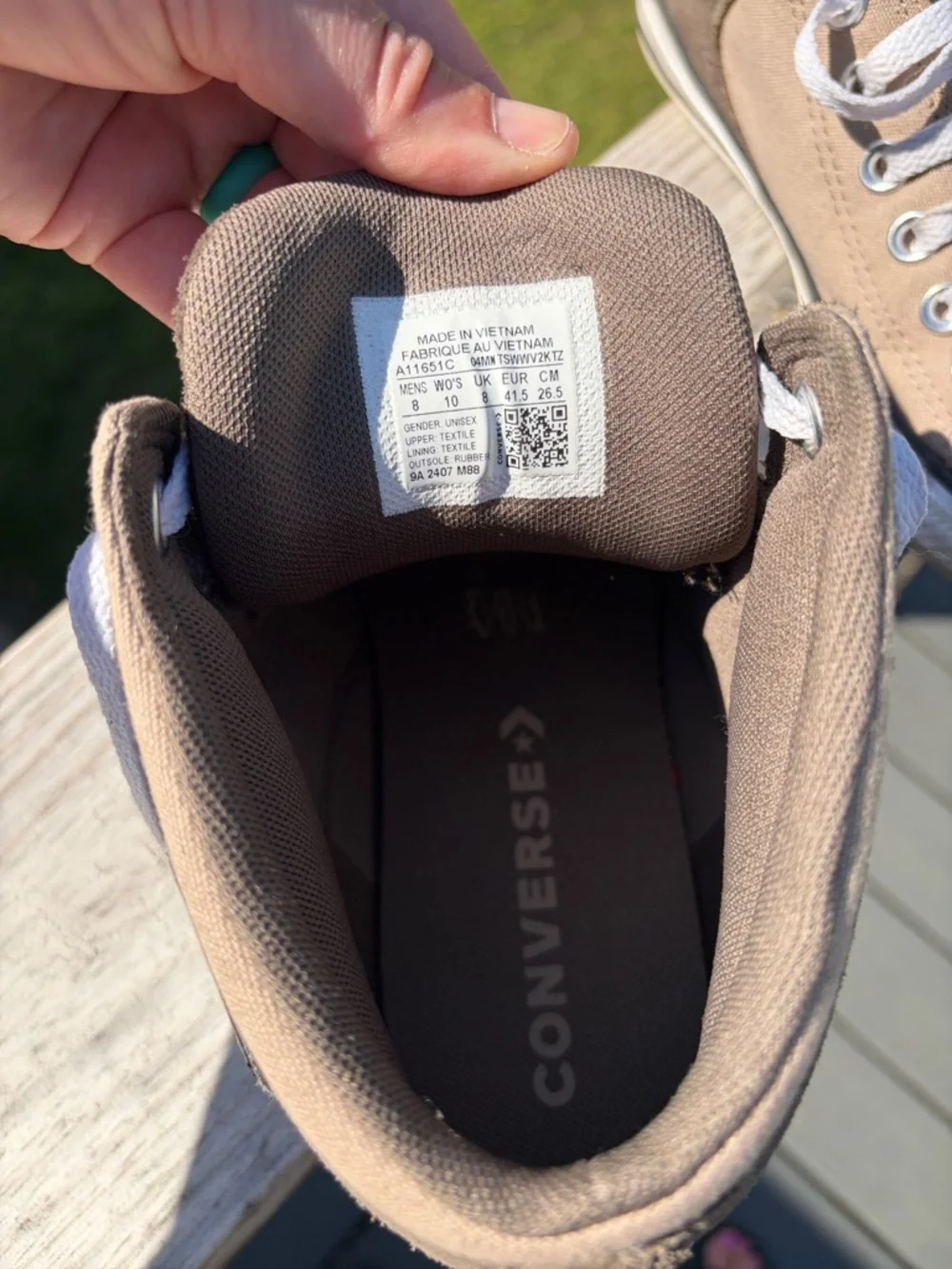 Converse High Top Sneakers - Taupe and White. Men’s - Picture 3 of 4